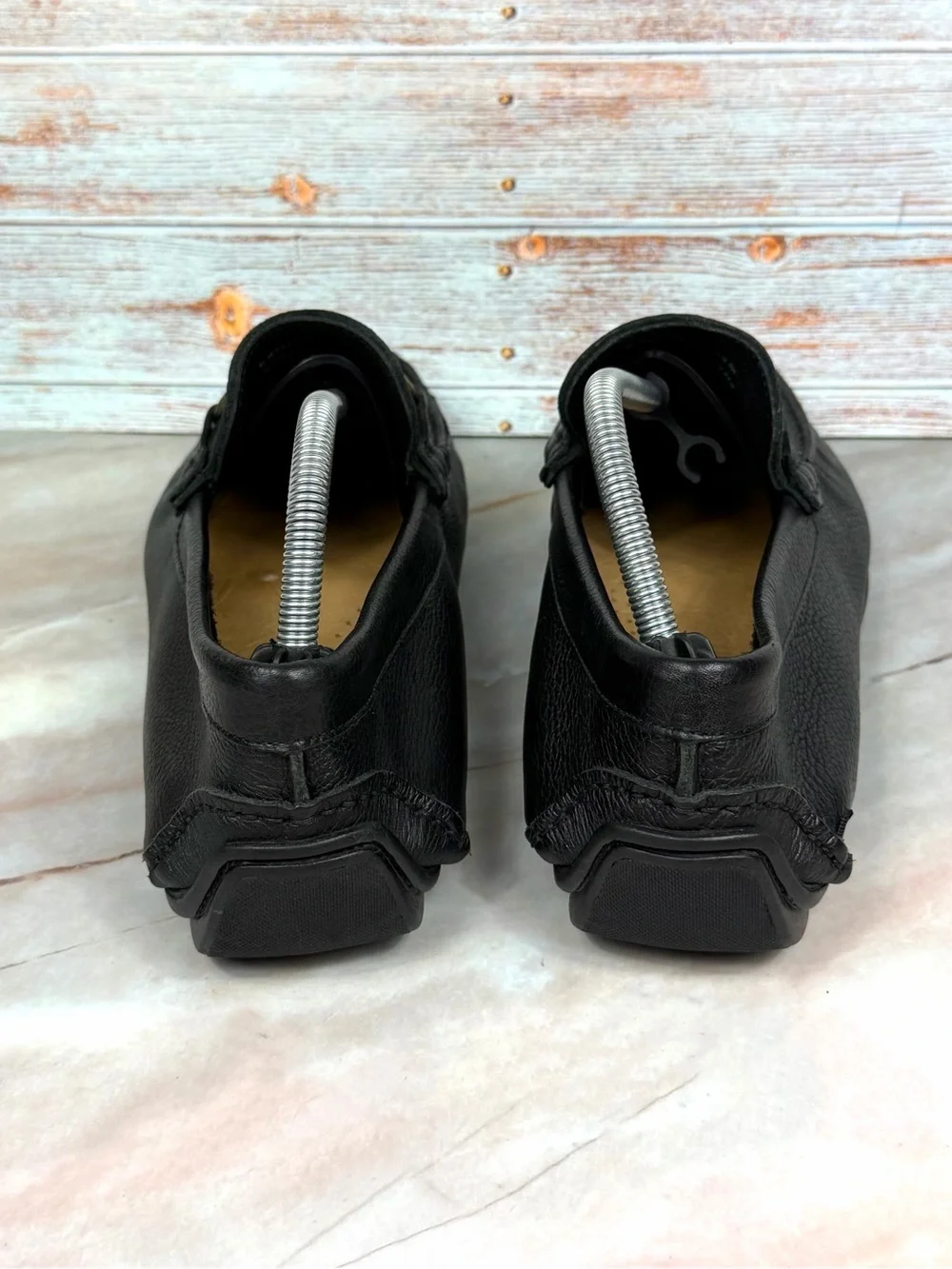 Giorgio Brutini Le Glove Black Pebbled Leather Slip-On Horsebit Driving Loafer